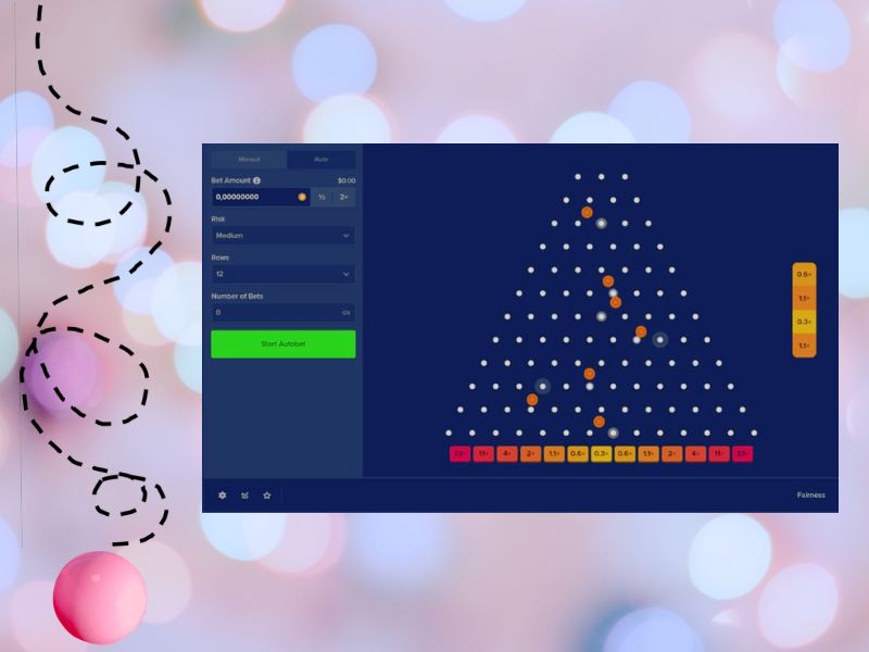 Design e jogabilidade do jogo Plinko